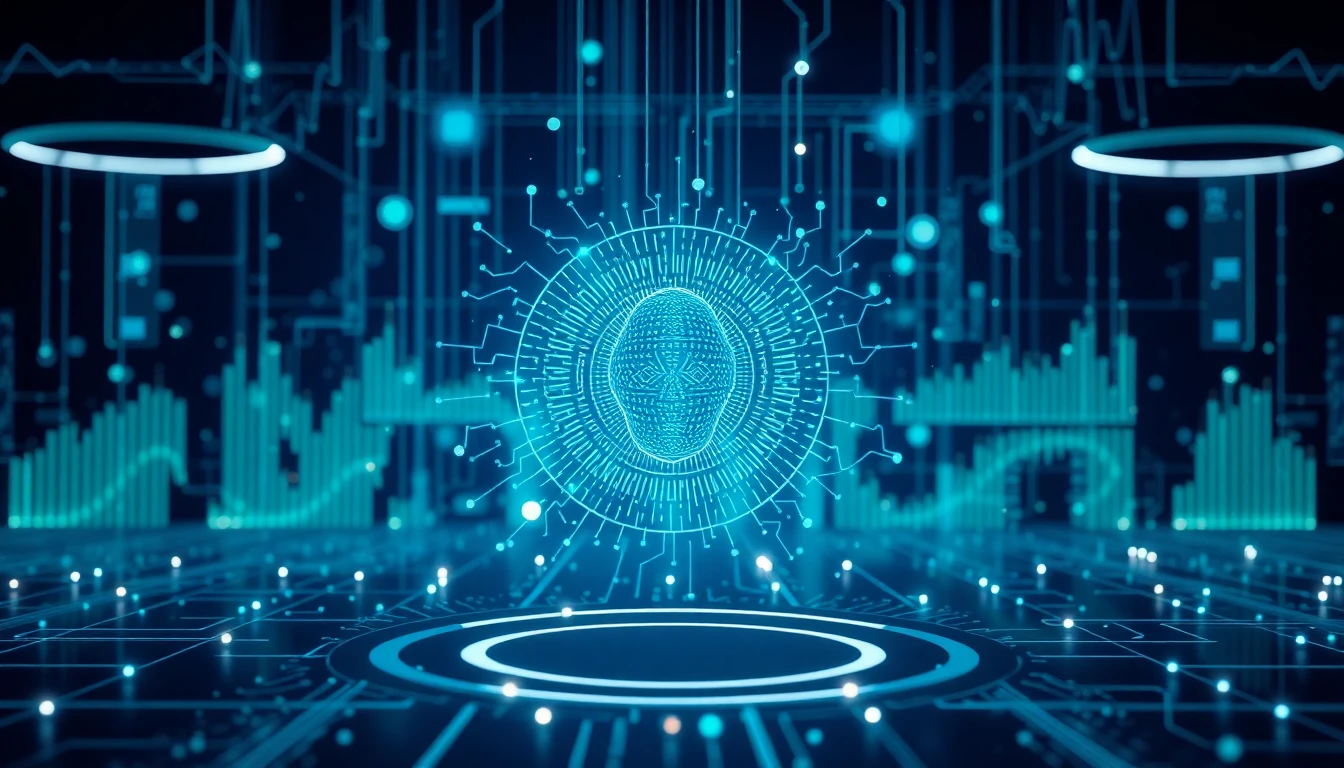 Beruhigendes Bild eines KI-Systems, das Daten neutral analysiert